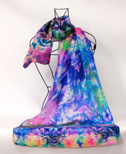 Load image into Gallery viewer, Silk Habotai Scarf Celtic Summer Flower Garden
