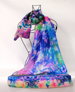 Silk Habotai Scarf Celtic Summer Flower Garden