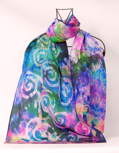 Silk Habotai Scarf Celtic Summer Flower Garden