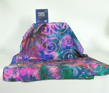 Load image into Gallery viewer, A Hand Painted Silk Scarfl Celtic Teal Flower Garden
