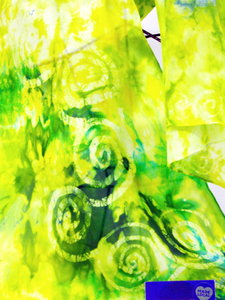 Hand Painted Silk Scarf Celtic Yellow and Green
