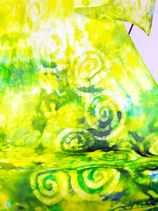 Hand Painted Silk Scarf Celtic Yellow and Green