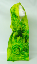 Load image into Gallery viewer, Hand Painted Silk Scarf Celtic Yellow and Green
