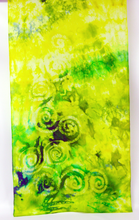 Load image into Gallery viewer, Hand Painted Silk Scarf Celtic Yellow and Green
