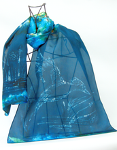 Load image into Gallery viewer, Silk Habotai Scarf The Dark Green kingfisher
