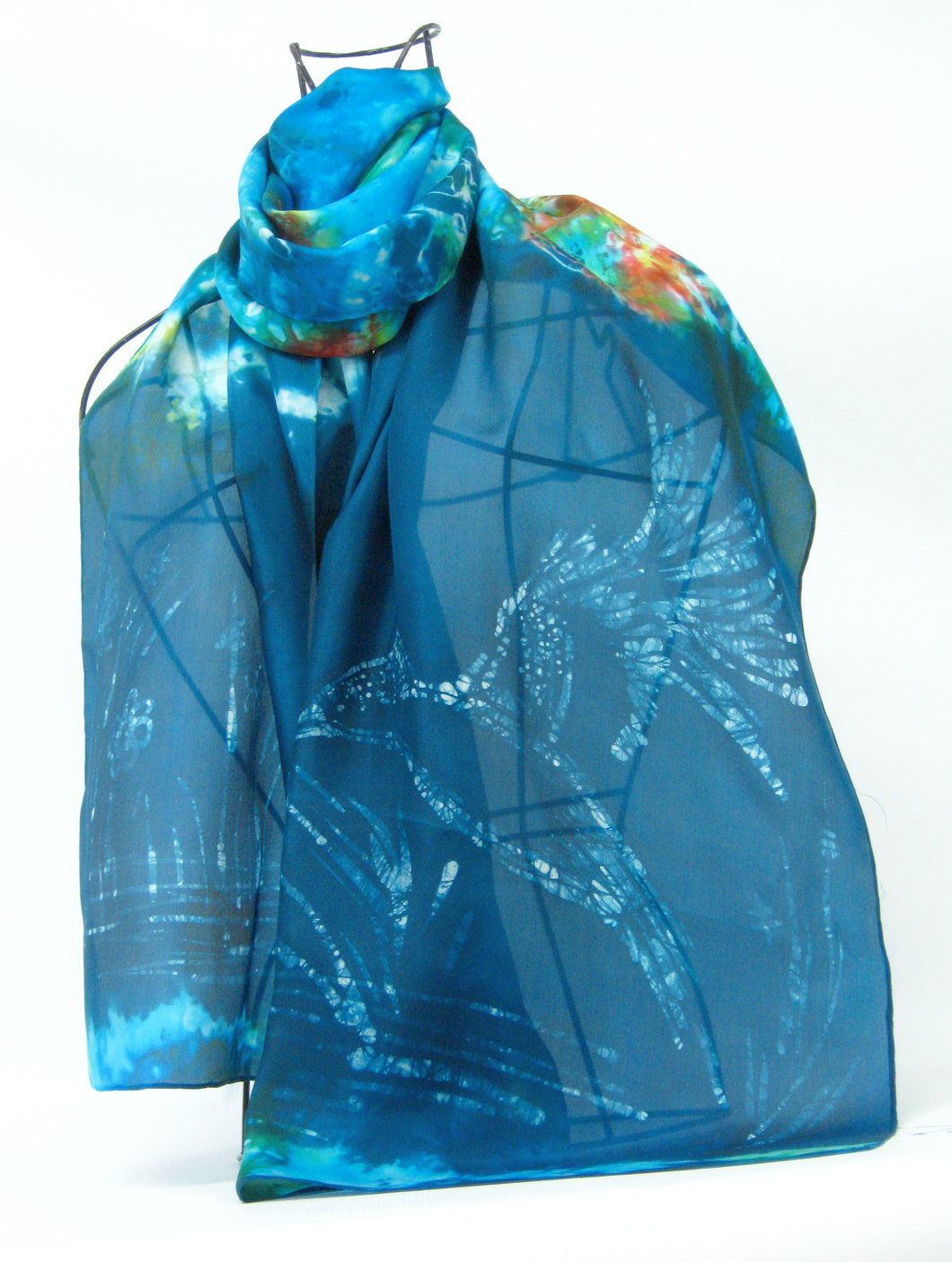 Silk Habotai Scarf The Dark Green kingfisher