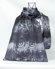 Load image into Gallery viewer, Silk Scarf Hand Painted Dark Celtic
