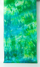Load image into Gallery viewer, Hand Painted Silk Scarf Emerald Spiral
