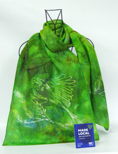 Load image into Gallery viewer, Silk Scarf Green Finch turquoise
