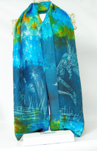 Load image into Gallery viewer, Silk Habotai Scarf Kingfisher Dark Green
