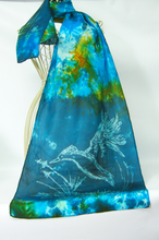 Load image into Gallery viewer, Silk Habotai Scarf Kingfisher Dark Green
