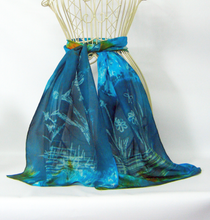 Load image into Gallery viewer, Silk Habotai Scarf Kingfisher Dark Green
