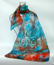 Load image into Gallery viewer, Silk Scarf Light WeightCeltic Autumnal Teal

