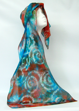 Load image into Gallery viewer, Silk Scarf Light WeightCeltic Autumnal Teal
