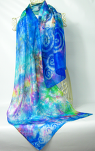 Load image into Gallery viewer, Silk Scarf Light Weight Celtic Blue Aqua Jewel
