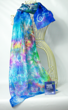 Load image into Gallery viewer, Silk Scarf Light Weight Celtic Blue Aqua Jewel
