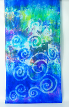 Load image into Gallery viewer, Silk Scarf Light Weight Celtic Blue Aqua Jewel
