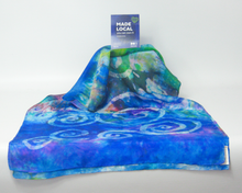 Load image into Gallery viewer, Silk Scarf Light Weight Celtic Blue Aqua Jewel
