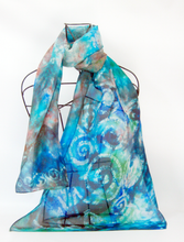 Load image into Gallery viewer, Silk Scarf Light Weight Celtic Earth Ocean
