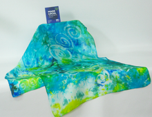 Load image into Gallery viewer, Silk Scarf Light Weight Celtic Aqua Greens

