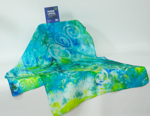 Silk Scarf Light Weight Celtic Aqua Greens