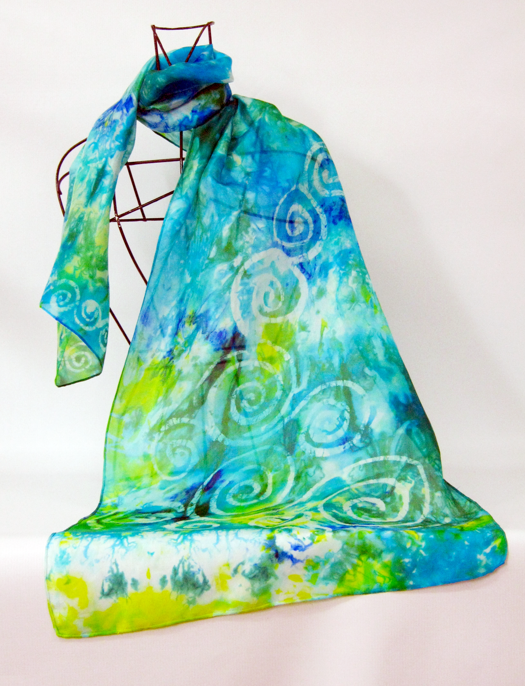 Silk Scarf Light Weight Celtic Aqua Greens