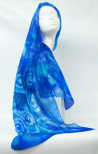 Load image into Gallery viewer, Silk Scarf Light Weight Celtic Blue Jewel
