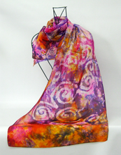 Load image into Gallery viewer, Silk Scarf Light Weight Celtic Cinnamon Pinks
