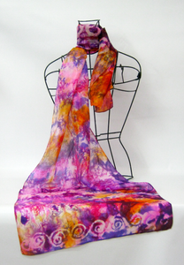 Silk Scarf Light Weight Celtic Cinnamon Pinks