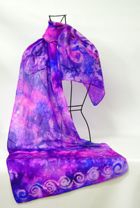 Silk Scarf Light Weight Celtic in Lilacs and Pinks