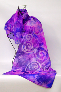 Silk Scarf Light Weight Celtic in Lilacs and Pinks