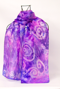Silk Scarf Light Weight Celtic in Lilacs and Pinks