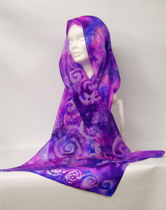 Silk Scarf Light Weight Celtic in Lilacs and Pinks