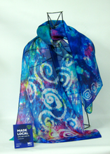 Load image into Gallery viewer, Silk Scarf Light Weight Habotai The Celtic Midnight Garden
