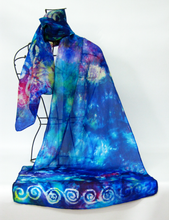 Load image into Gallery viewer, Silk Scarf Light Weight Habotai The Celtic Midnight Garden
