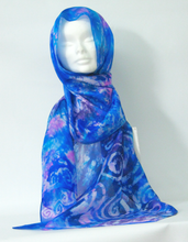Load image into Gallery viewer, Silk Scarf Light Weight Celtic Spring Blue
