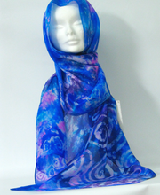 Load image into Gallery viewer, Silk Scarf Light Weight Celtic Spring Blue

