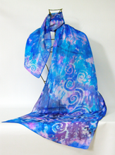 Load image into Gallery viewer, Silk Scarf Light Weight Celtic Spring Blue
