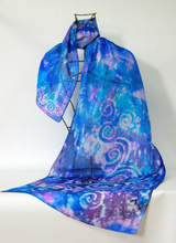 Load image into Gallery viewer, Silk Scarf Light Weight Celtic Spring Blue
