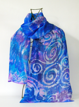 Load image into Gallery viewer, Silk Scarf Light Weight Celtic Spring Blue
