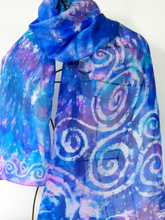 Load image into Gallery viewer, Silk Scarf Light Weight Celtic Spring Blue
