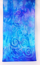 Load image into Gallery viewer, Silk Scarf Light Weight Blue Aqua Lilac Celtic
