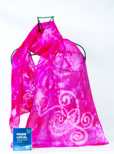Load image into Gallery viewer, Silk Scarf Light Weight Vivid Pink Magenta Celtic
