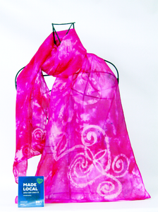 Silk Scarf Light Weight Vivid Pink Magenta Celtic
