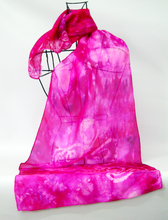 Load image into Gallery viewer, Silk Scarf Light Weight Vivid Pink Magenta Celtic
