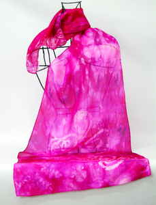Silk Scarf Light Weight Vivid Pink Magenta Celtic