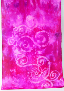 Silk Scarf Light Weight Vivid Pink Magenta Celtic