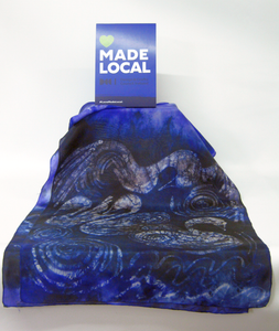A Hand Painted Silk Scarf Navy and Lilac Children of Lir