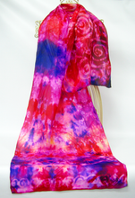 Load image into Gallery viewer, Silk Scarf Hand Painted Pink Red Celtic

