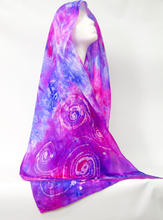 Load image into Gallery viewer, Silk Scarf Purple Fuschia Celtic Spiral
